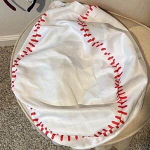 White Baseball Stitch Tote Bag with Red Stitching